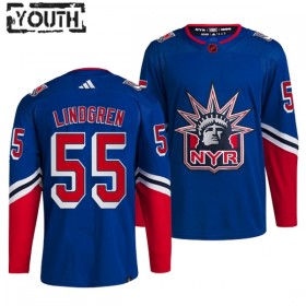 New York Rangers Trikot Rryan Lindgren 55 Adidas 2022-23 Blau Reverse Retro 2.0 Authentic - Kinder